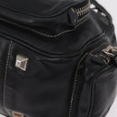 PRADA Hand Bag Leather Black Silver Auth 207680-16