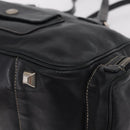 PRADA Hand Bag Leather Black Silver Auth 207680-18