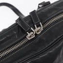 PRADA Hand Bag Leather Black Silver Auth 207680-20