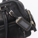 PRADA Hand Bag Leather Black Silver Auth 207680-21