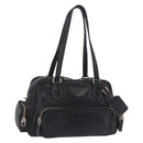 PRADA Hand Bag Leather Black Silver Auth 207680-1