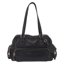 PRADA Hand Bag Leather Black Silver Auth 207680-13