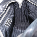 PRADA Hand Bag Leather Black Silver Auth 207680-24