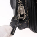 PRADA Hand Bag Leather Black Silver Auth 207680-10