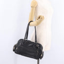 PRADA Hand Bag Leather Black Silver Auth 207680-30