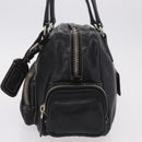 PRADA Hand Bag Leather Black Silver Auth 207680-3
