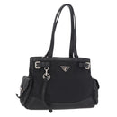 PRADA Tote Bag Nylon Black Silver Auth 207682-1