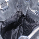 PRADA Tote Bag Nylon Black Silver Auth 207682-24