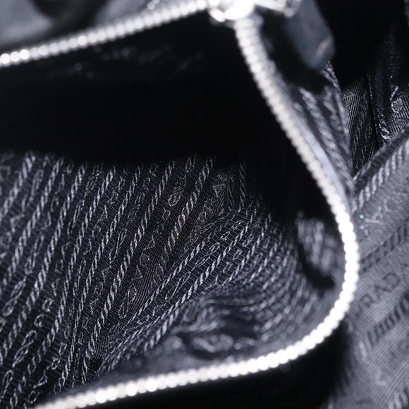 PRADA Tote Bag Nylon Black Silver Auth 207682