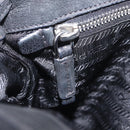 PRADA Tote Bag Nylon Black Silver Auth 207682-28