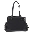 PRADA Tote Bag Nylon Black Silver Auth 207682-2