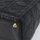 Christian Dior Cannage Lady Dior Large Hand Bag Lamb Skin Black Auth 207683V-9