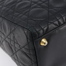 Christian Dior Cannage Lady Dior Large Hand Bag Lamb Skin Black Auth 207683V-14