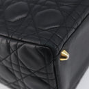 Christian Dior Cannage Lady Dior Large Hand Bag Lamb Skin Black Auth 207683V-16