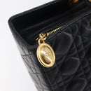 Christian Dior Cannage Lady Dior Large Hand Bag Lamb Skin Black Auth 207683V-18