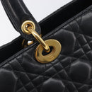 Christian Dior Cannage Lady Dior Large Hand Bag Lamb Skin Black Auth 207683V-19