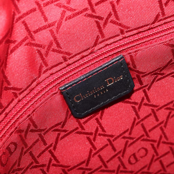 Christian Dior Cannage Lady Dior Large Hand Bag Lamb Skin Black Auth 207683V
