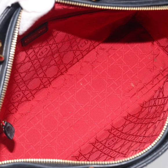 Christian Dior Cannage Lady Dior Large Hand Bag Lamb Skin Black Auth 207683V