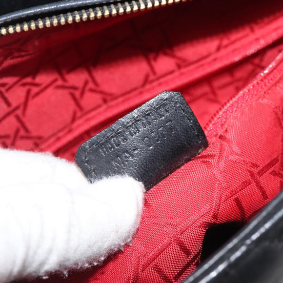 Christian Dior Cannage Lady Dior Large Hand Bag Lamb Skin Black Auth 207683V