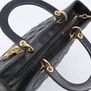 Christian Dior Cannage Lady Dior Large Hand Bag Lamb Skin Black Auth 207683V-6
