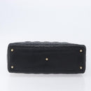 Christian Dior Cannage Lady Dior Large Hand Bag Lamb Skin Black Auth 207683V-5