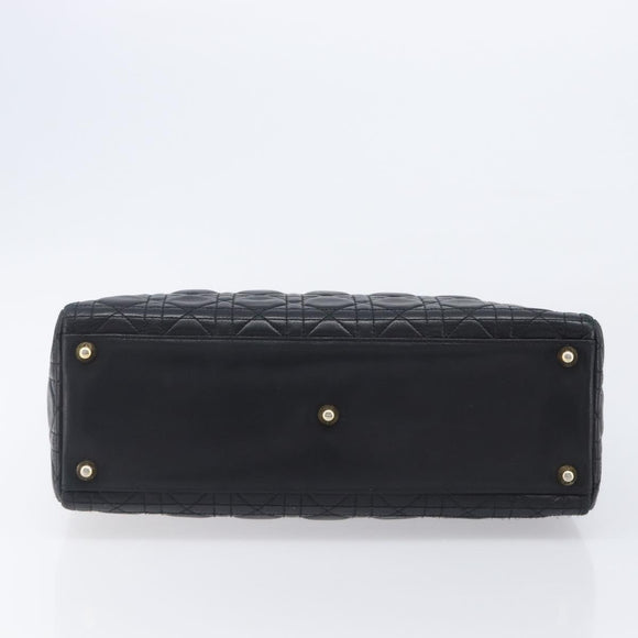 Christian Dior Cannage Lady Dior Large Hand Bag Lamb Skin Black Auth 207683V
