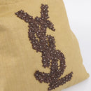 Saint Laurent Kahala Tote Bag Canvas Beige Silver 154058 Auth 207684-18