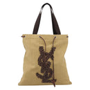 Saint Laurent Kahala Tote Bag Canvas Beige Silver 154058 Auth 207684-13