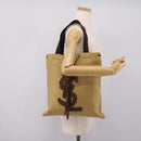 Saint Laurent Kahala Tote Bag Canvas Beige Silver 154058 Auth 207684-24