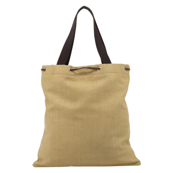 Saint Laurent Kahala Tote Bag Canvas Beige Silver 154058 Auth 207684