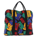 Saint Laurent Hand Bag Nylon Multicolor Gold Tone Auth 207686A-1