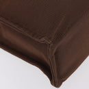 HERMES Her Line MM Hand Bag Canvas Brown Silver Auth 207690A-14