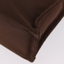 HERMES Her Line MM Hand Bag Canvas Brown Silver Auth 207690A-15
