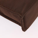 HERMES Her Line MM Hand Bag Canvas Brown Silver Auth 207690A-16