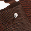 HERMES Her Line MM Hand Bag Canvas Brown Silver Auth 207690A-17
