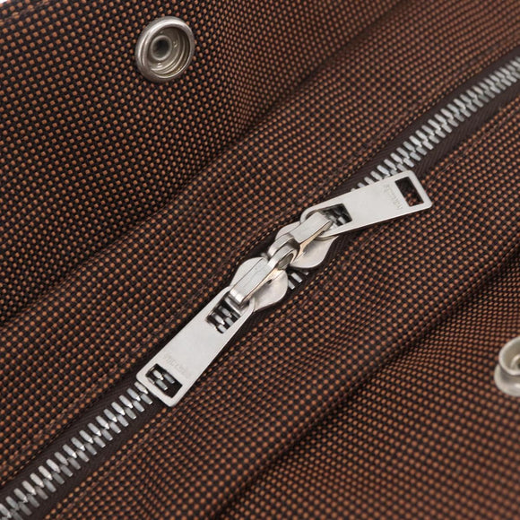 HERMES Her Line MM Hand Bag Canvas Brown Silver Auth 207690A