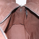 HERMES Her Line MM Hand Bag Canvas Brown Silver Auth 207690A-21