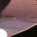 HERMES Her Line MM Hand Bag Canvas Brown Silver Auth 207690A-11