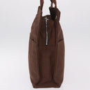 HERMES Her Line MM Hand Bag Canvas Brown Silver Auth 207690A-3