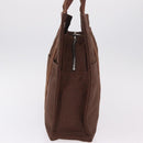 HERMES Her Line MM Hand Bag Canvas Brown Silver Auth 207690A-4