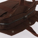 HERMES Her Line MM Hand Bag Canvas Brown Silver Auth 207690A-6