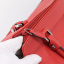 GUCCI Abbey Hand Bag Leather Outlet Red Silver 341491 Auth 207693V-10