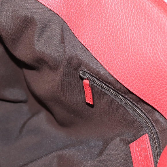 GUCCI Abbey Hand Bag Leather Outlet Red Silver 341491 Auth 207693V