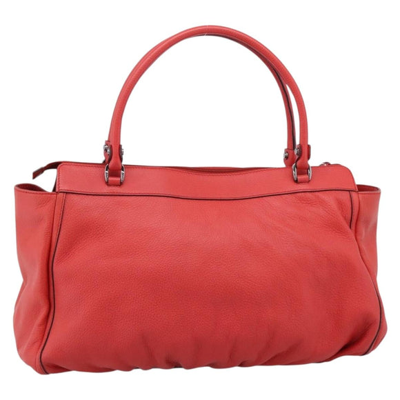 GUCCI Abbey Hand Bag Leather Outlet Red Silver 341491 Auth 207693V
