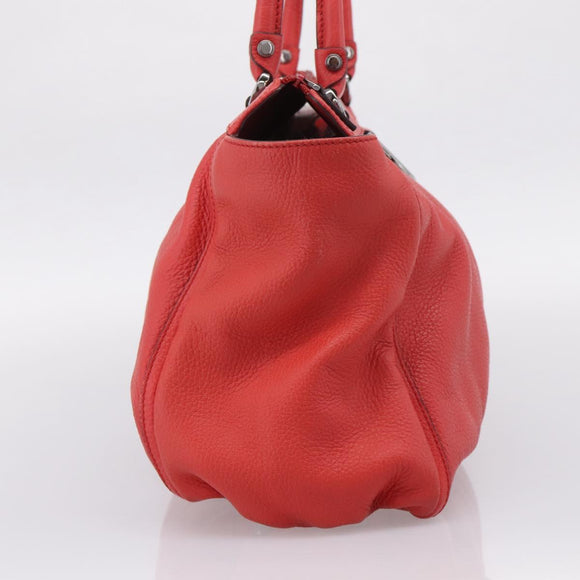 GUCCI Abbey Hand Bag Leather Outlet Red Silver 341491 Auth 207693V