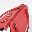 GUCCI Abbey Hand Bag Leather Outlet Red Silver 341491 Auth 207693V-6