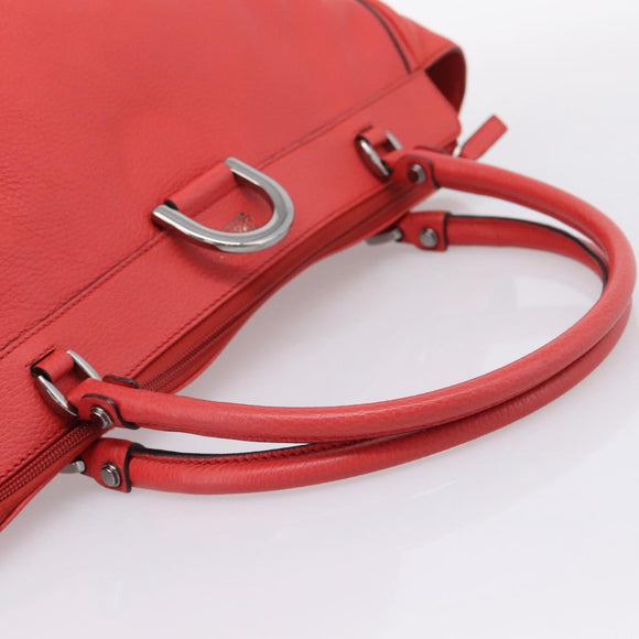GUCCI Abbey Hand Bag Leather Outlet Red Silver 341491 Auth 207693V
