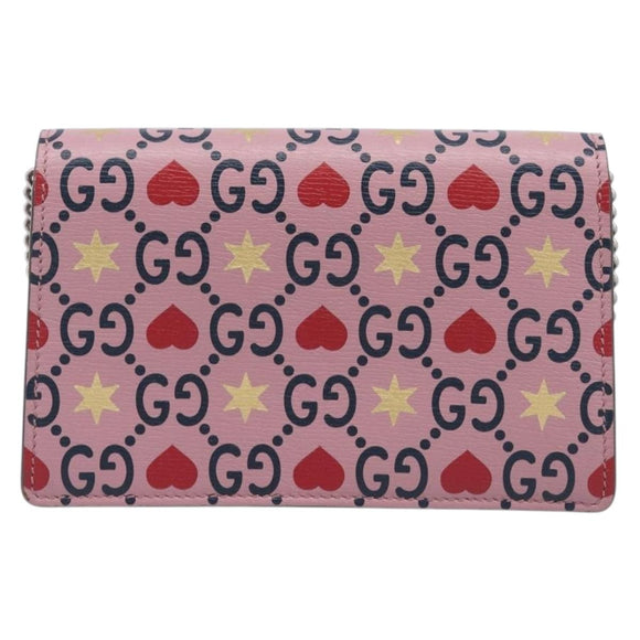 GUCCI Dionysus Chain Shoulder Bag Leather Pink Silver 476432 Auth 207694SAM
