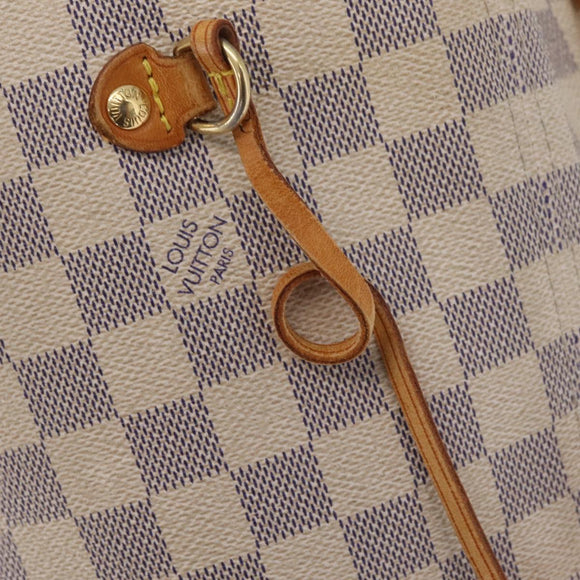 LOUIS VUITTON Damier Azur Neverfull MM Tote Bag N41605 LV Auth 207695