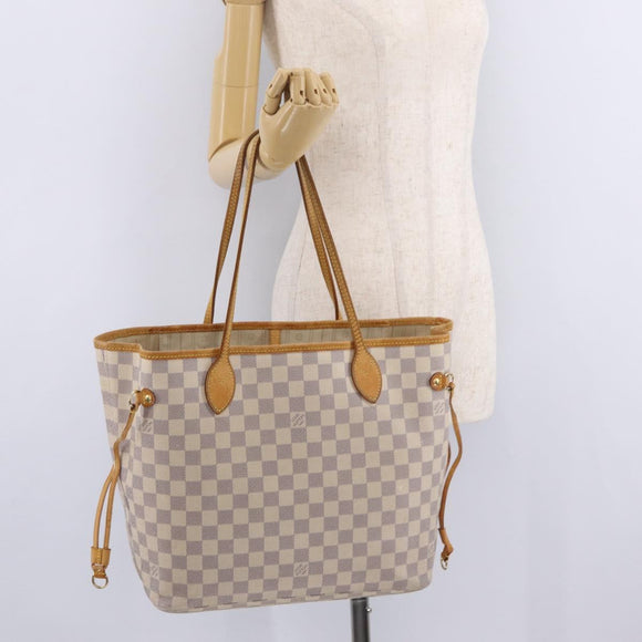 LOUIS VUITTON Damier Azur Neverfull MM Tote Bag N41605 LV Auth 207695